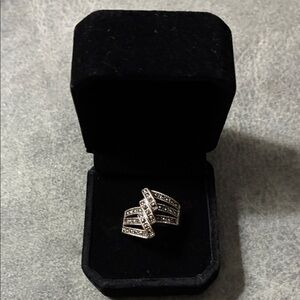 Silver-Tone Crystal Chevron Ring - Women Jewelry